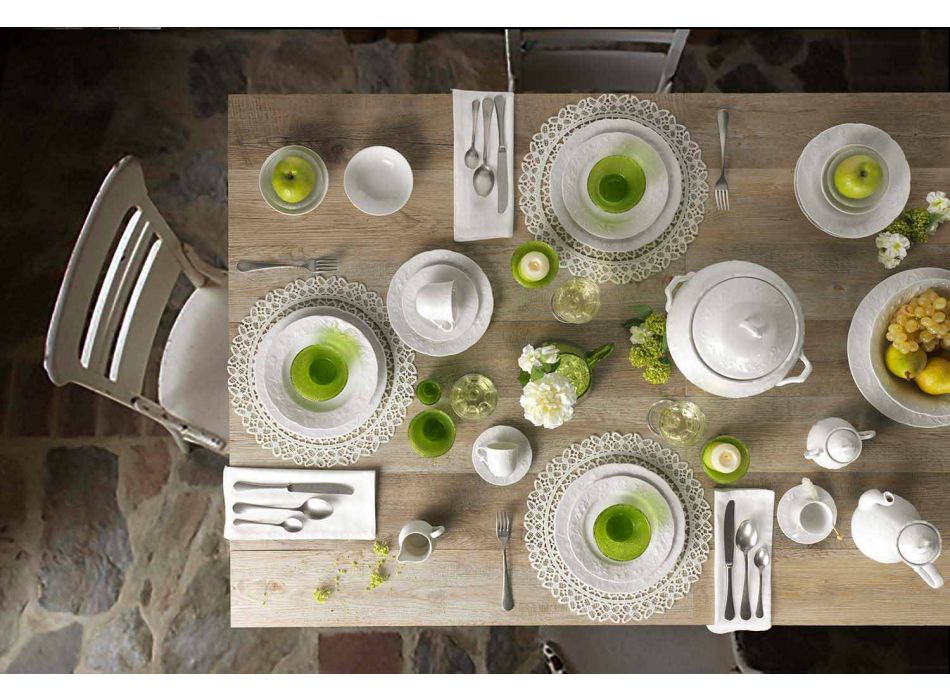 Complete Breakfast Service 22 Pieces in White Porcelain - Gimignano Viadurini