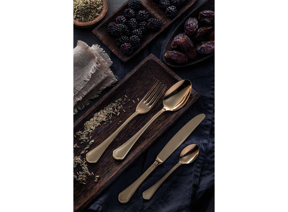 Complete Set of Luxury Design Stainless Steel Cutlery 24 Pieces - Boss Viadurini