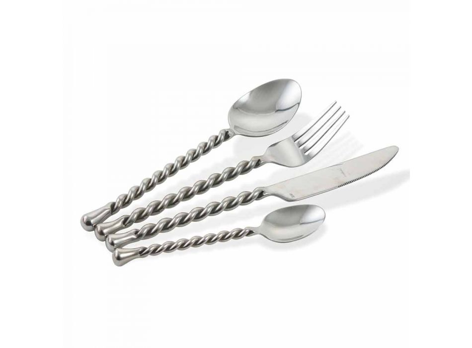 Full Service of Polished Steel Cutlery 24 Pieces of Design - Sostanzapos Viadurini