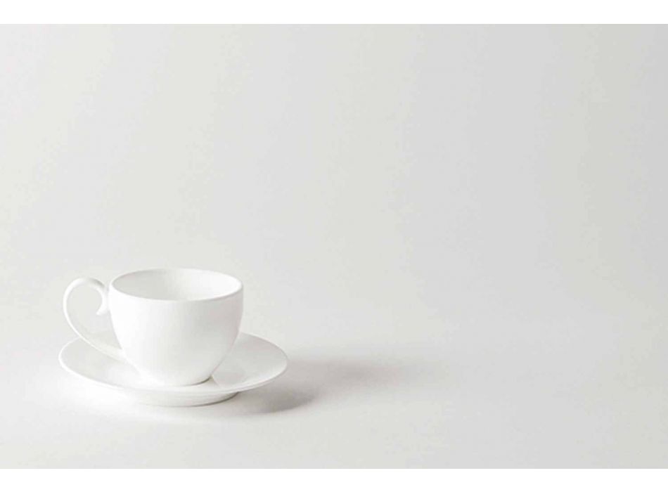 Complete Service of Coffee Cups 21 Pieces in White Porcelain - Samantha Viadurini