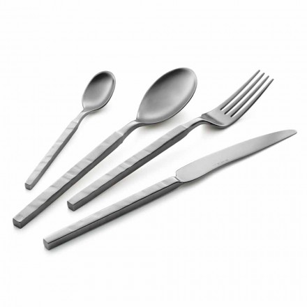 Complete Steel Cutlery Set 24 Pieces Design Made in Italy - Tricky Viadurini