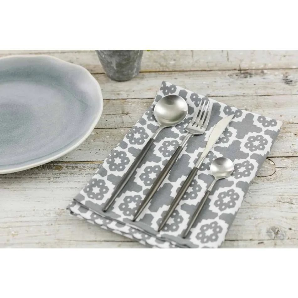 Full Service Cutlery in Black Steel Modern Design 24 Pieces - Calamo Viadurini