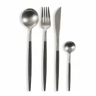 Full Service Cutlery in Black Steel Modern Design 24 Pieces - Calamopos1 Viadurini