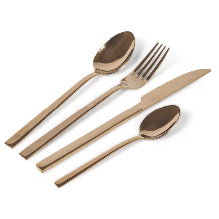 Complete Cutlery Set in Black Steel or Copper Design 24 Pieces - Fayette Viadurini