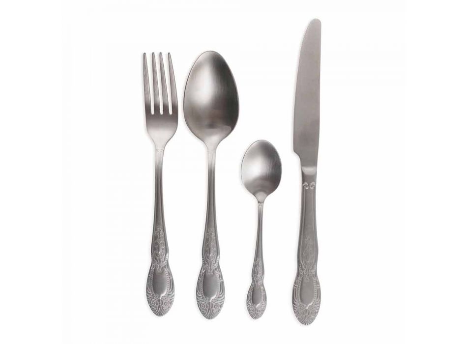 Full Service Cutlery in Satin Steel Design 24 Pieces - Fantasiapos1 Viadurini
