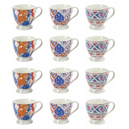 Complete Set of Bone China Coffee Cups 12 Pieces - Anfa Viadurini