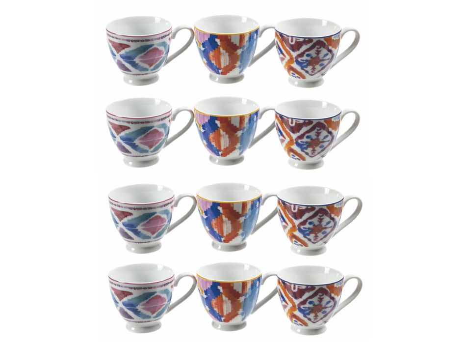 Complete Service Coffee Cups in Decorated Porcelain 12 Pieces - Anfa Viadurini