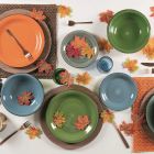 Set of 18 Stoneware Plates in 6 Different Colors - Oben Viadurini