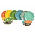 Set of 18 Stoneware Plates in 6 Different Colors - Oben