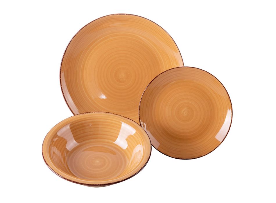 Set of 18 stoneware plates in shades of brown - Scimmer Viadurini