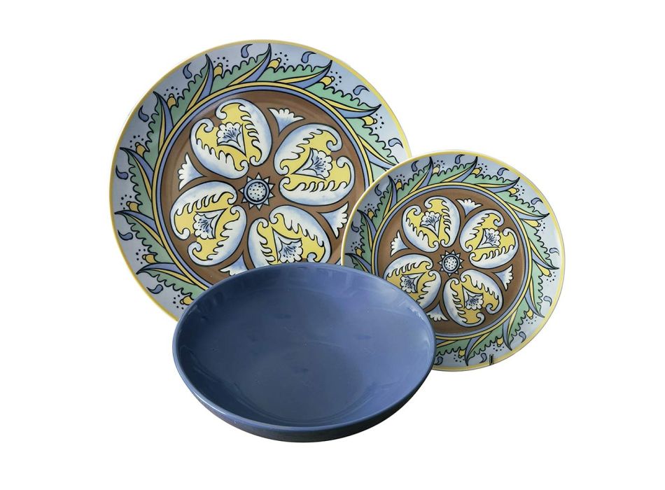 Service of 18 Porcelain Plates in Bright and Bright Colors - Noch Viadurini
