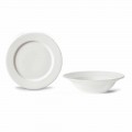 Dessert Service 6 Bowls and 6 Design Saucers in White Porcelain - Samantha
