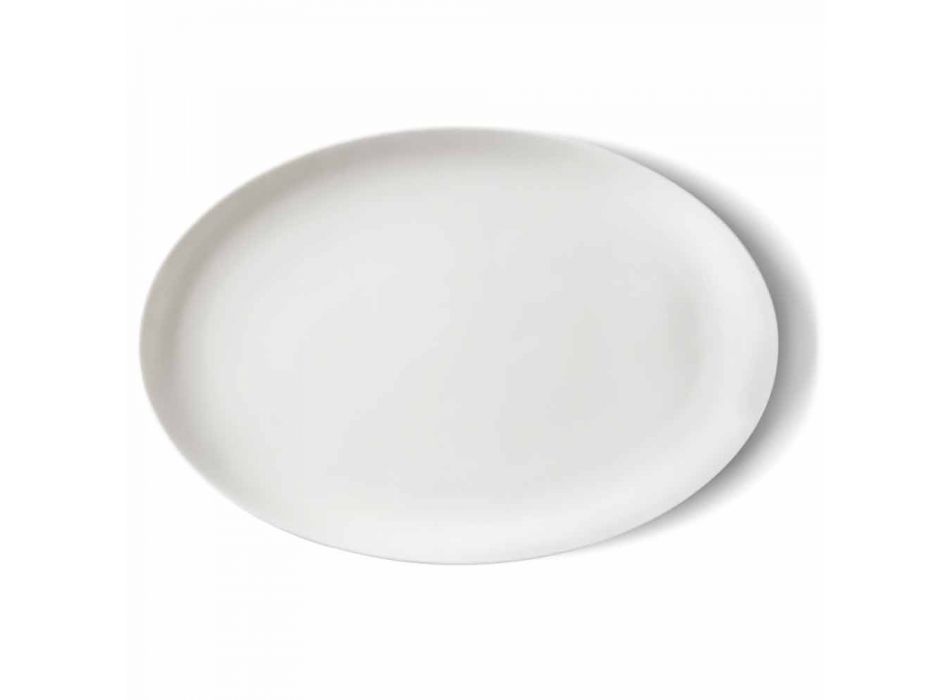 White Porcelain Serving Set Oval Plate and Bowl 10 Pieces - Romilda Viadurini