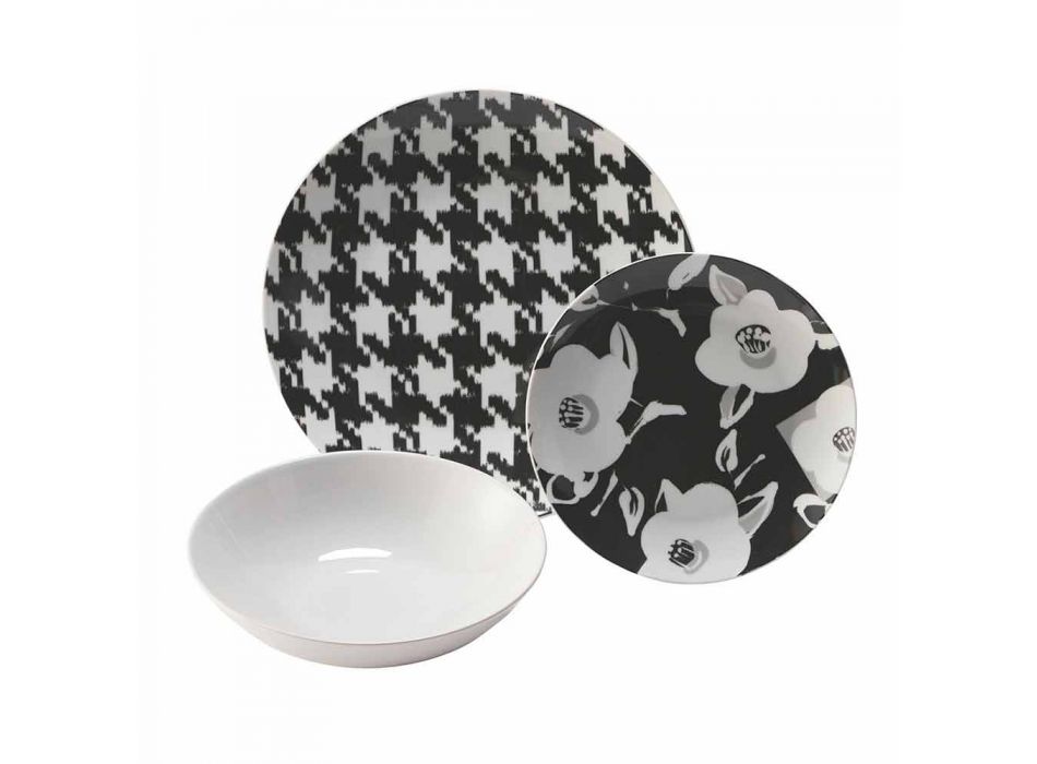 Porcelain and Stoneware Table Service, 18 Pieces Colored Plates - Nargile Viadurini
