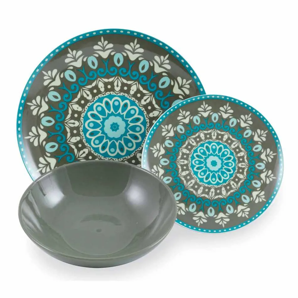 Blue Colored Porcelain Tableware Set 18 Pieces - Eivissa Viadurini