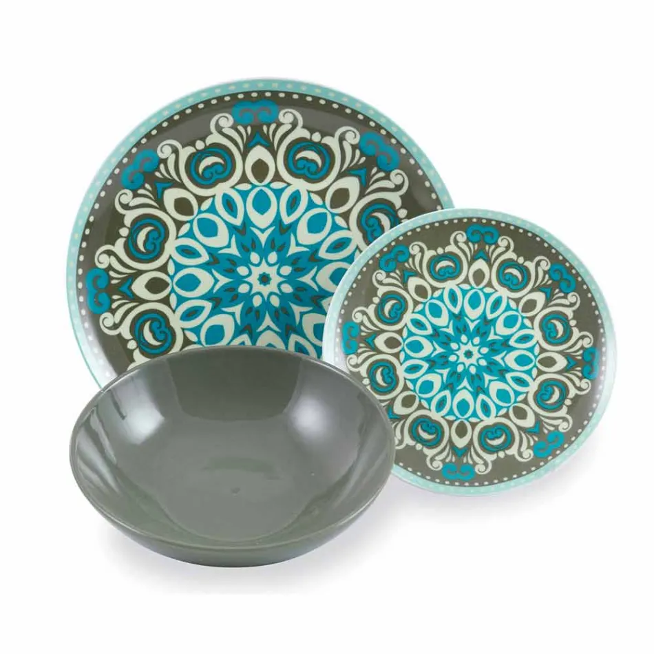 Blue Colored Porcelain Tableware Set 18 Pieces - Eivissa Viadurini