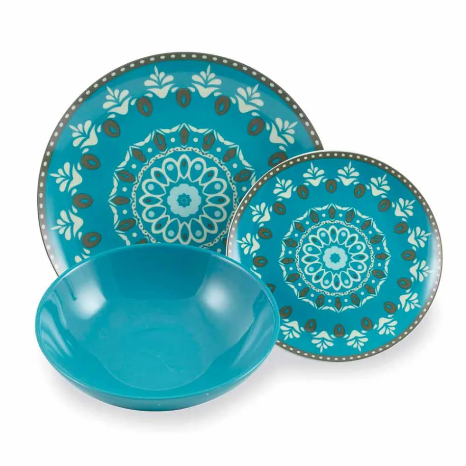 Blue Colored Porcelain Tableware Set 18 Pieces - Eivissa Viadurini