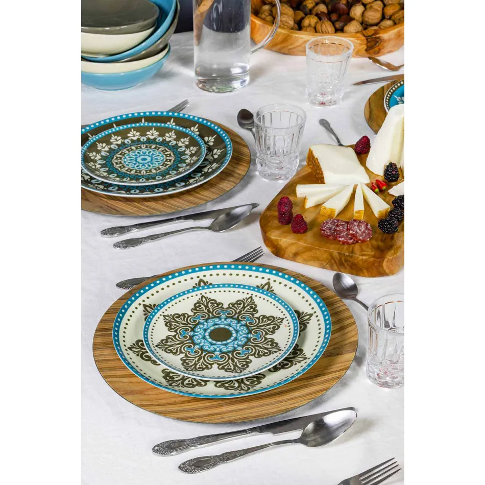 Blue Colored Porcelain Tableware Set 18 Pieces - Eivissa Viadurini