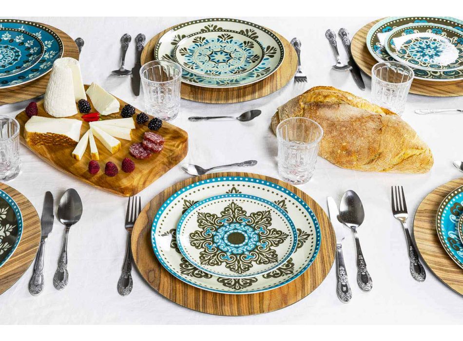 Blue Colored Porcelain Tableware Set 18 Pieces - Eivissa