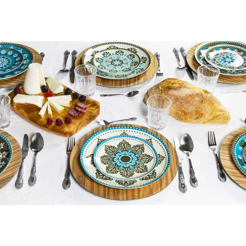 Blue Colored Porcelain Tableware Set 18 Pieces - Eivissa Viadurini