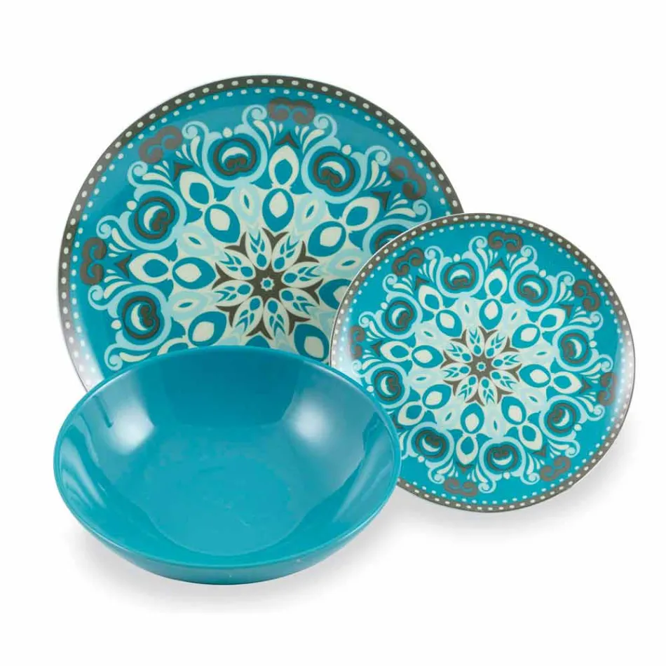 Blue Colored Porcelain Tableware Set 18 Pieces - Eivissa Viadurini