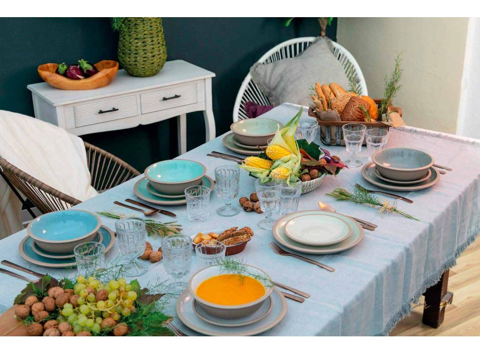Tableware Colored Dishes Set Full 18 Pieces Design - Osteria Viadurini