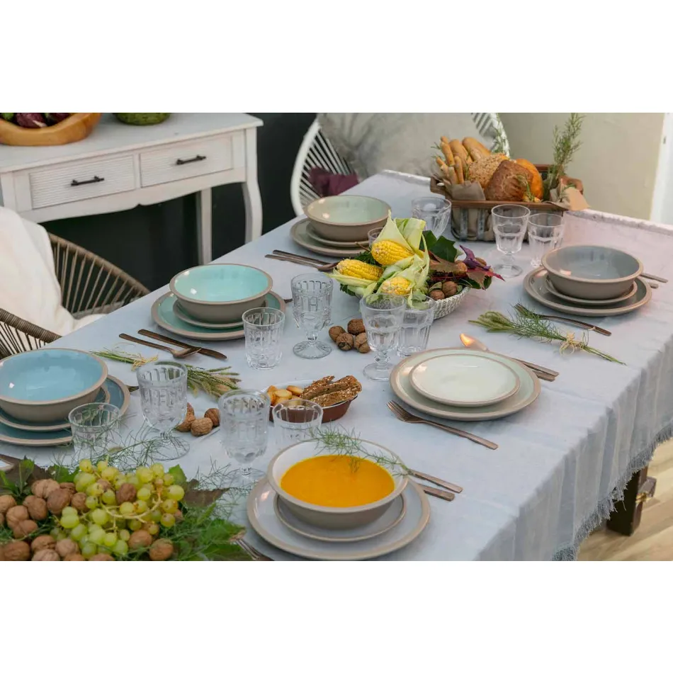 Tableware Colored Dishes Set Full 18 Pieces Design - Osteria Viadurini