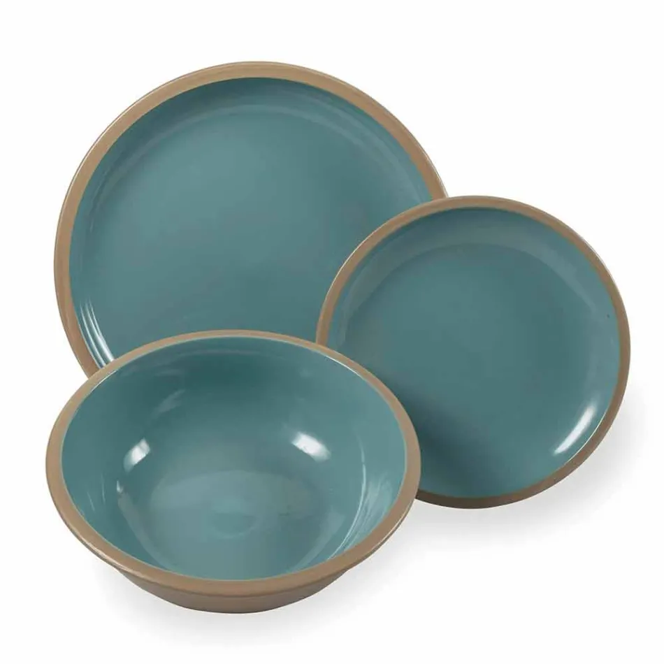 Dinnerware Set Colored Plates Full 18 Pieces Design - Osteria Viadurini