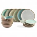 Dinnerware Set Colored Plates Full 18 Pieces Design - Osteria