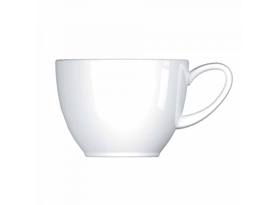 Complete Tea Set Modern Design in White Porcelain 14 Pieces - Telescope Viadurini