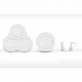 Complete Tea Set Modern Design in White Porcelain 14 Pieces - Telescope