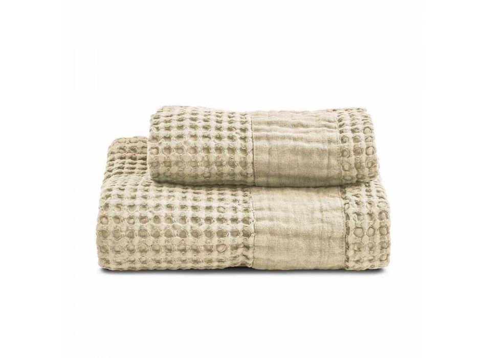 Bath Towels in Colored Honeycomb Cotton and Linen - Turis