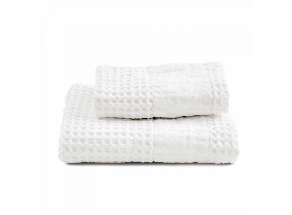 Bath Towels in Colored Honeycomb Cotton and Linen - Turis