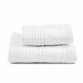 Bathroom Set of Towels in Cotton Honeycomb and Colored Linen - Turis