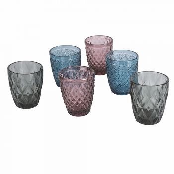 12 Pieces Colored Glass Water Glasses Service - Artemisia