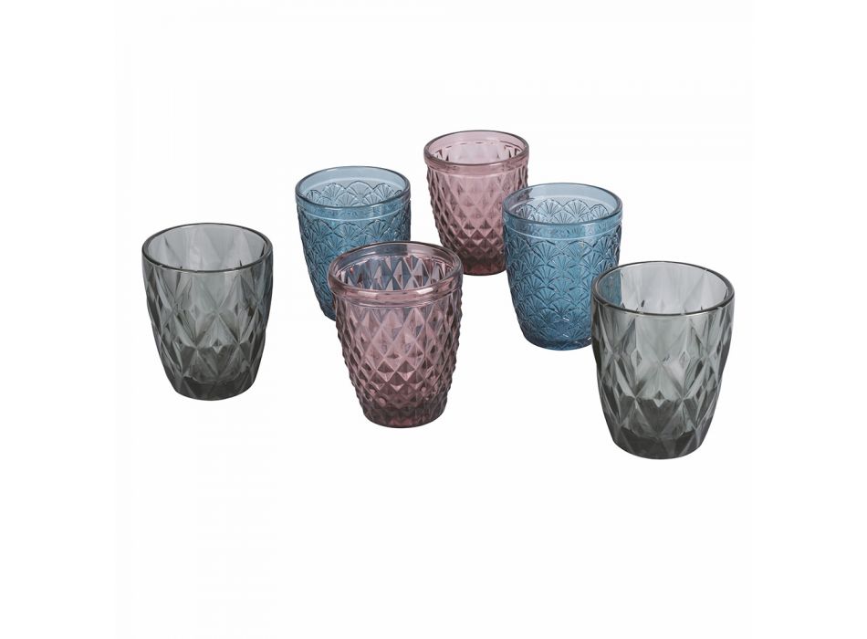 12 Pieces Colored Glass Water Glasses Service - Artemisia
