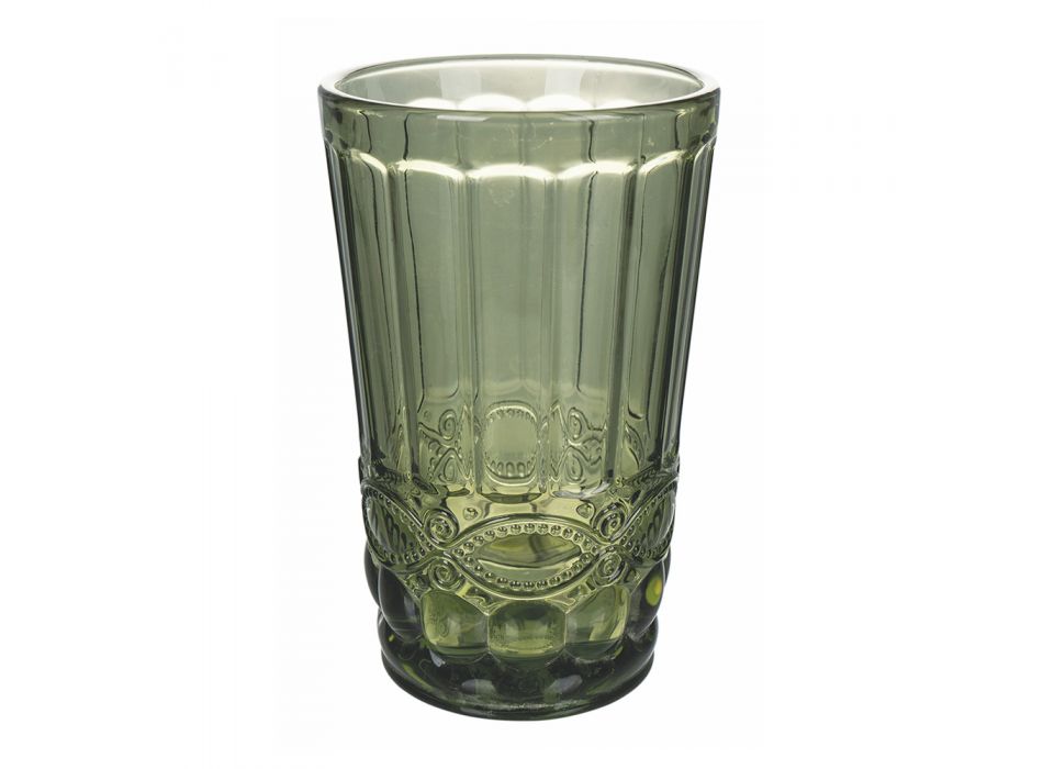 12 Piece Carved Glass Drinkware Service - Artemisia Viadurini