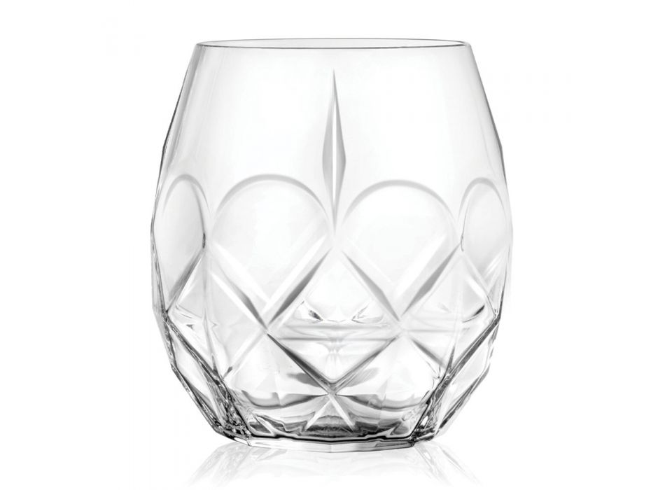 Decorated Ecological Crystal Glasses Service 12 Pieces - Bromeo Viadurini