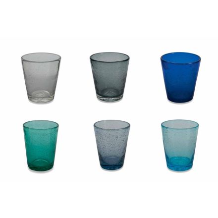 Set of 6 Colored Blown Glass Glasses from Abruzzo - Water Viadurini