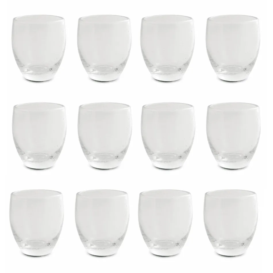 Transparent Blown Glass Glasses Set 12 Pieces - Guerrero Viadurini