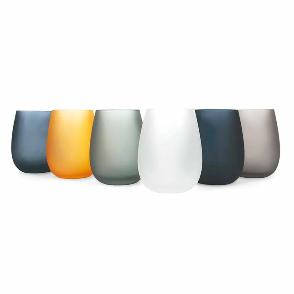 Modern Colored Glass Water Glasses Set, 12 Pieces - Rim Viadurini