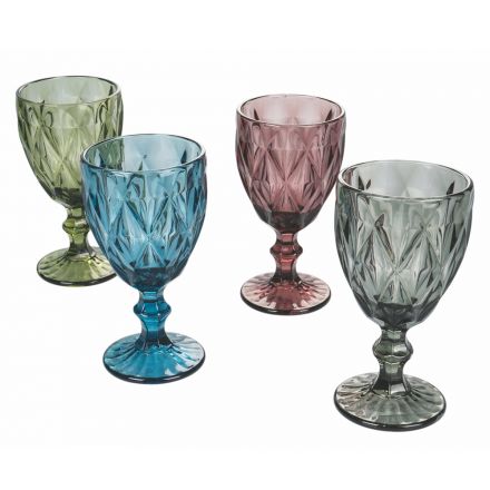 Set of Colored and Decorated Glass Goblets 12 Pieces - Renaissance Viadurini