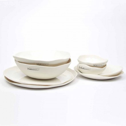 Luxury Design 24-Piece White Porcelain Dishes Service - Arciregale Viadurini