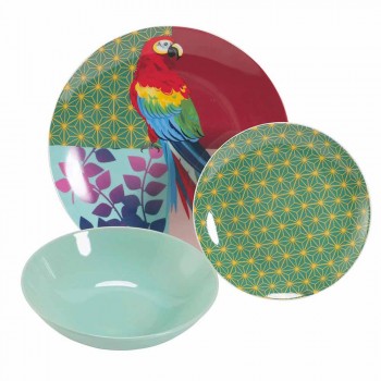 18 Piece Colored Design Porcelain and Gres Dinnerware Service - Tropycale
