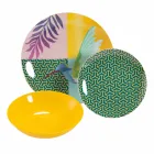 18 Piece Colored Design Porcelain and Gres Dinnerware Service - Tropycale Viadurini