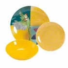 18 Piece Colored Design Porcelain and Gres Dinnerware Service - Tropycale Viadurini