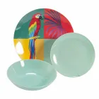 18 Piece Colored Design Porcelain and Gres Dinnerware Service - Tropycale Viadurini