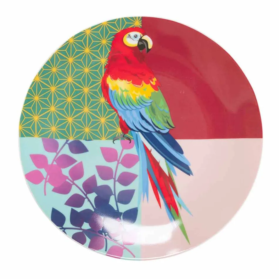 18 Piece Colored Design Porcelain and Gres Dinnerware Service - Tropycale Viadurini