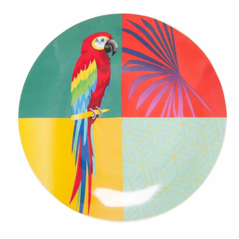 18 Piece Colored Design Porcelain and Gres Dinnerware Service - Tropycale Viadurini