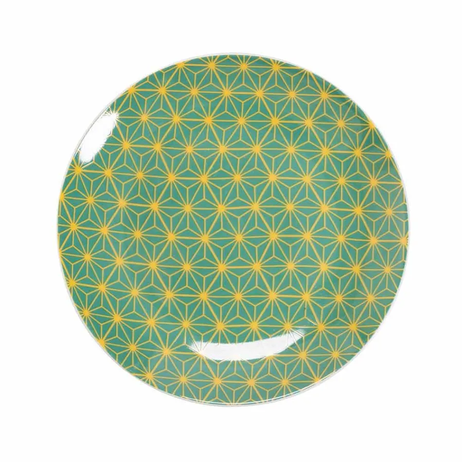 18 Piece Colored Design Porcelain and Gres Dinnerware Service - Tropycale Viadurini